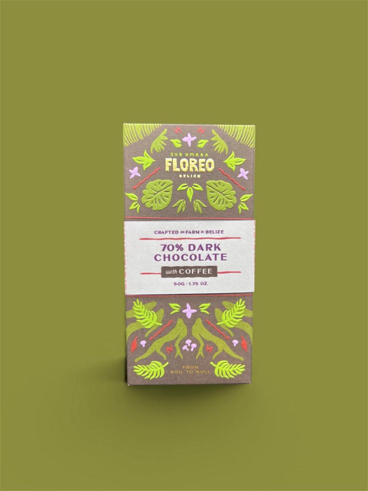 Floreo Belize 70% Single-Origin Dark Chocolate with Coffee – 50g